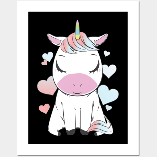 Cute Unicorn Heart T-Shirt Posters and Art